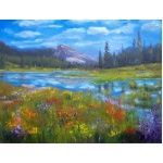 This is a painting of the Meadows when the wildflowers are in full bloom